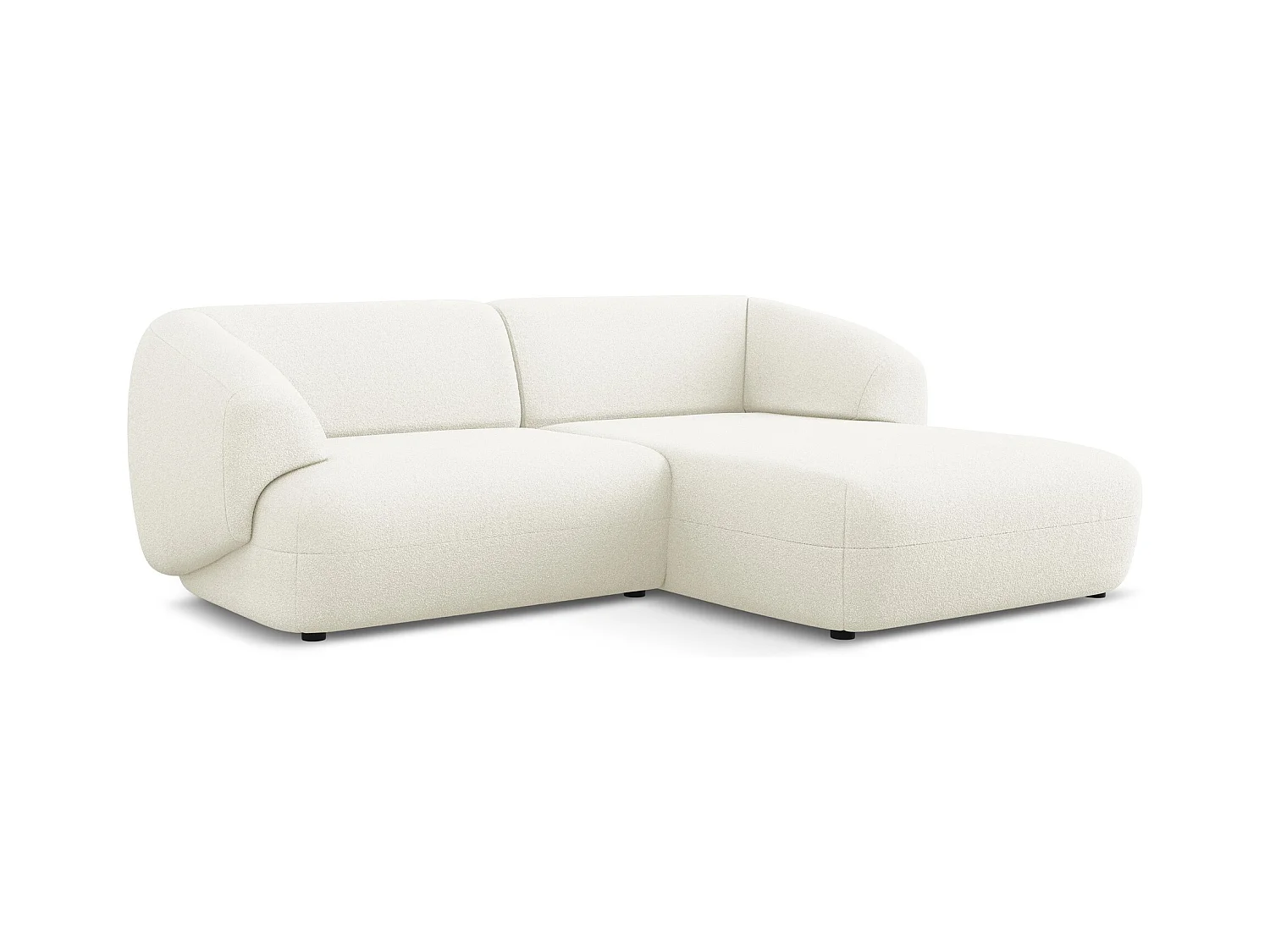 Canapé d'angle 2,5 places modulaire droit en tissu bouclette - blanc - MOANA