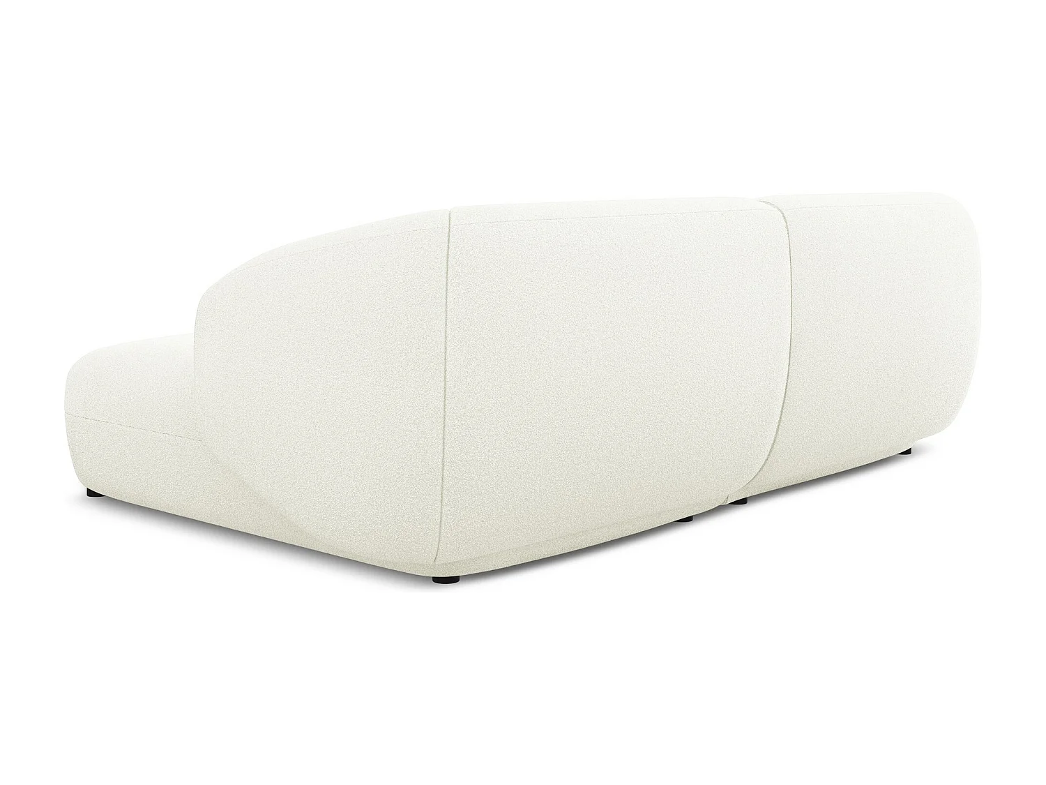 Sofá de canto modular direito 2,5 lugares em tecido bouclé branco - MOANA