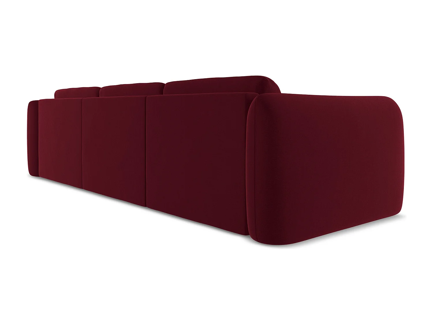 Canapé d'angle droit en velours - bourgogne - HOKU