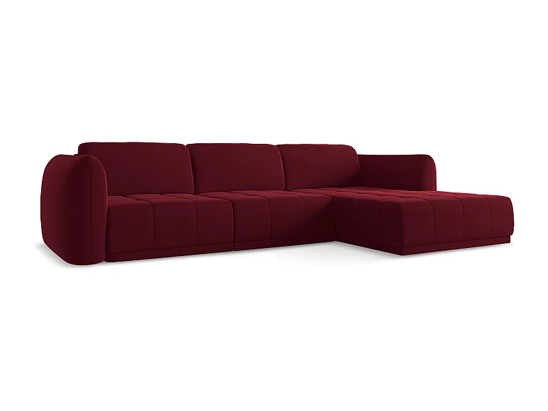 Ecksofa - Ecke Rechts - Samt - Burgund - HOKU