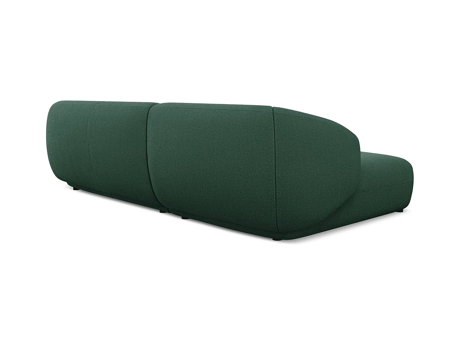 3-Sitzer Modulares Ecksofa - Ecke Links - Bouclé - Flaschengrün - MOANA