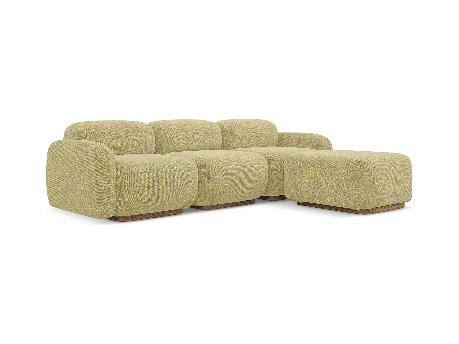 Canapé d'angle réversible en tissu texturé - moutarde - AILANI