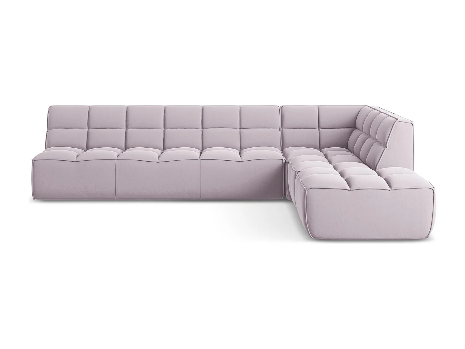 5-Sitzer Modulares Ecksofa - Ecke Rechts - Samt - Lavendel - KALAI