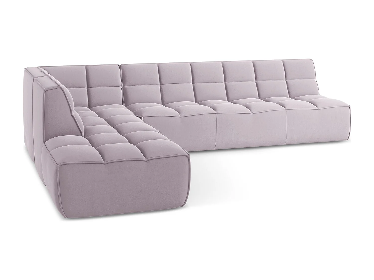 5-Sitzer Modulares Ecksofa - Ecke Rechts - Samt - Lavendel - KALAI