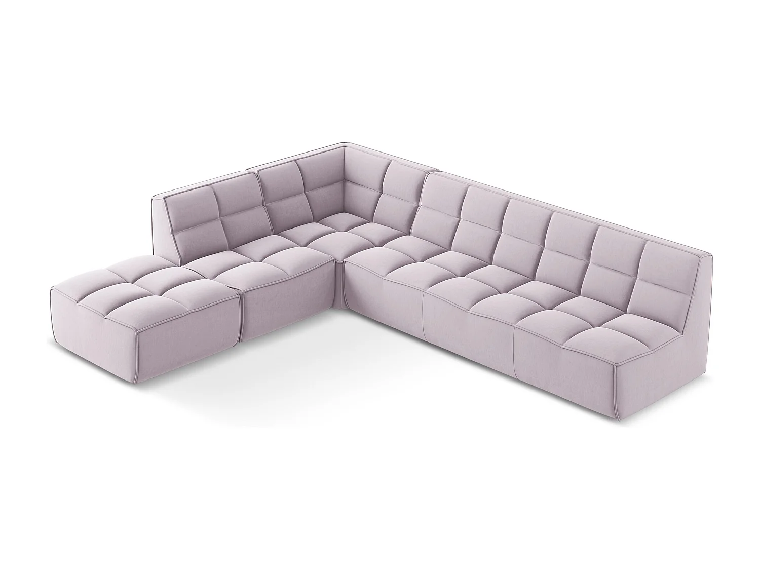 5-Sitzer Modulares Ecksofa - Ecke Rechts - Samt - Lavendel - KALAI