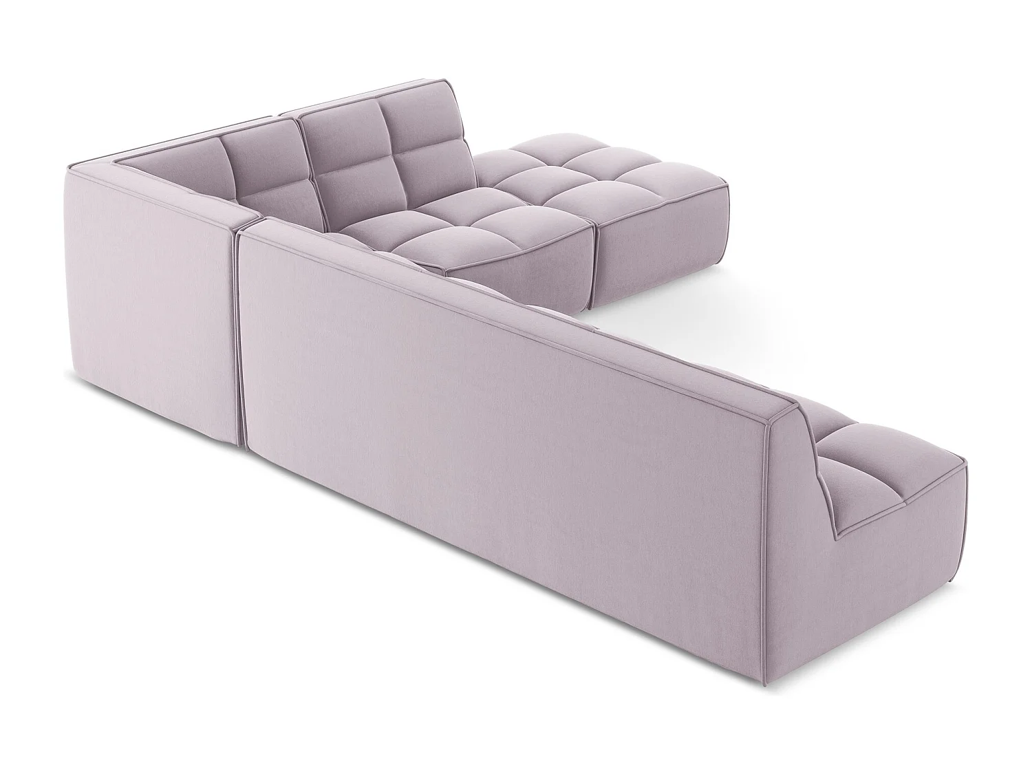 5-Sitzer Modulares Ecksofa - Ecke Rechts - Samt - Lavendel - KALAI