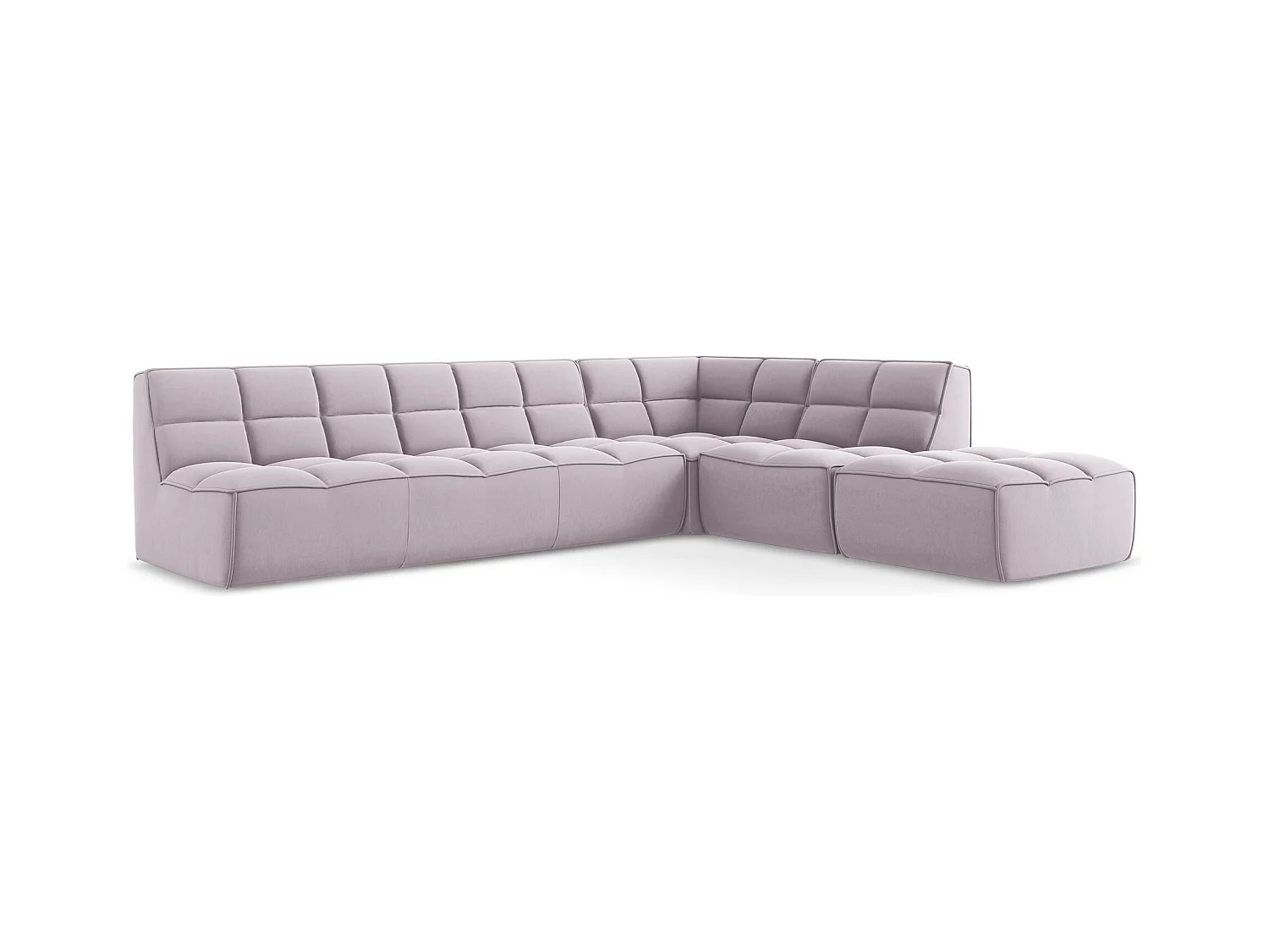 5-Sitzer Modulares Ecksofa - Ecke Rechts - Samt - Lavendel - KALAI