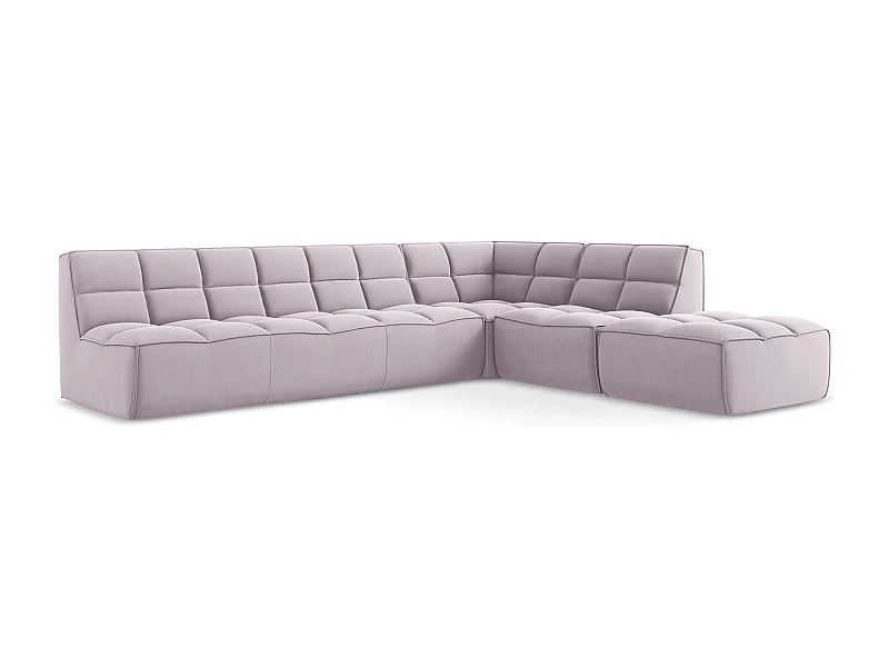 5-Sitzer Modulares Ecksofa - Ecke Rechts - Samt - Lavendel - KALAI