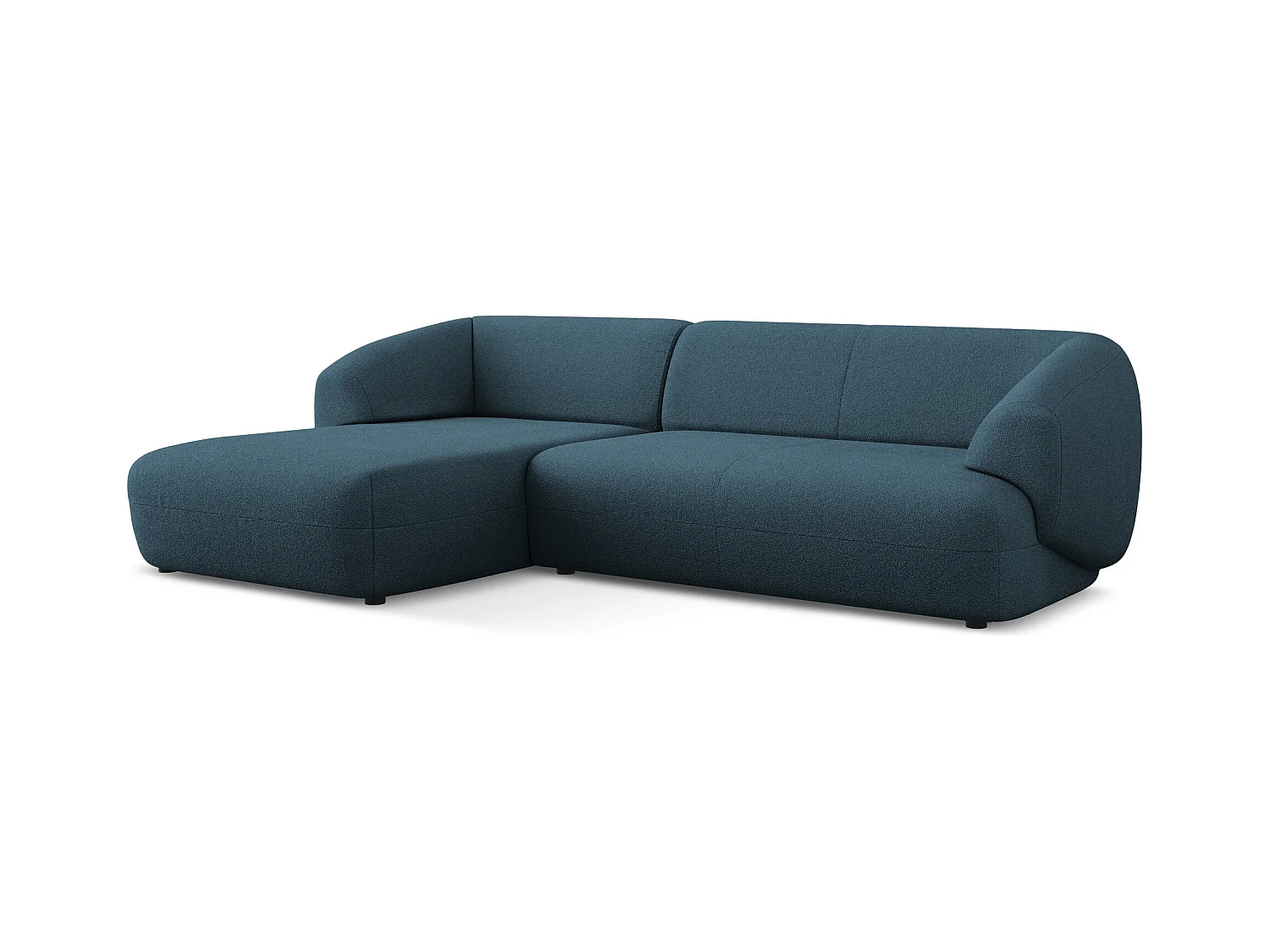 3-Sitzer Modulares Ecksofa - Ecke Links - Bouclé - Königsblau - MOANA