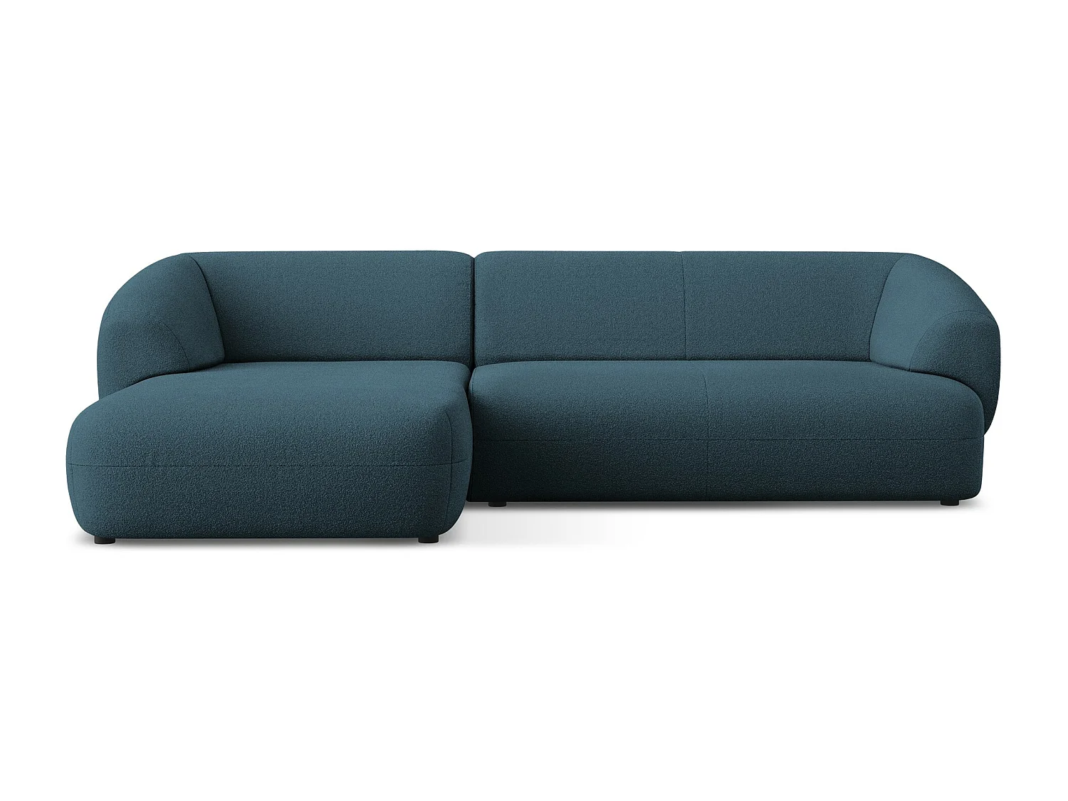 Sofá de canto modular esquerdo 3 lugares em tecido bouclé azul royal - MOANA