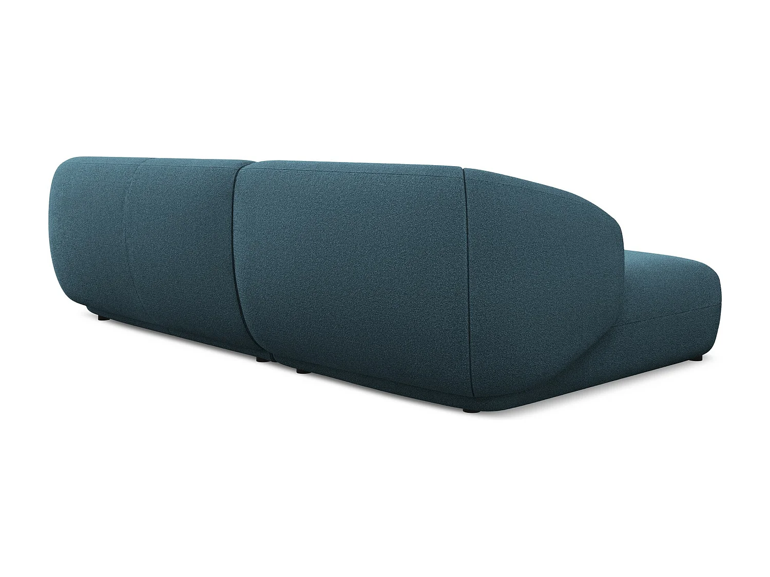 Sofá de canto modular esquerdo 3 lugares em tecido bouclé azul royal - MOANA