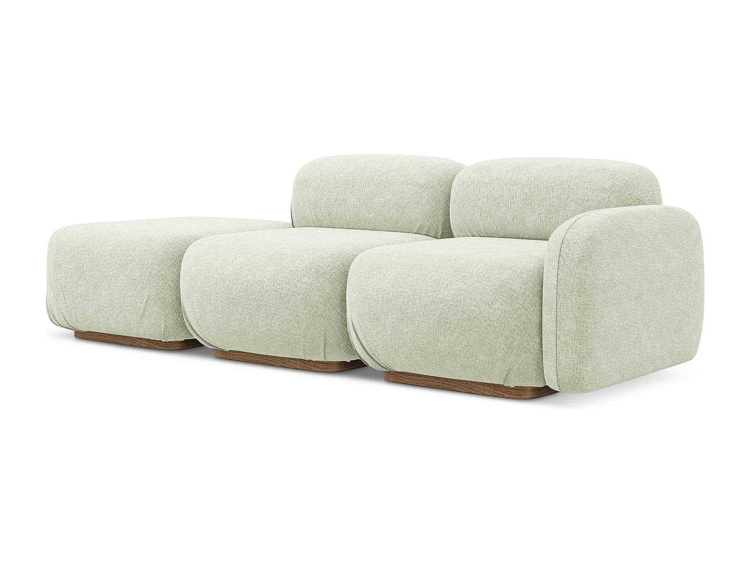 Canapé modulable 3 places gauche en tissu chenille - blanc - AILANI