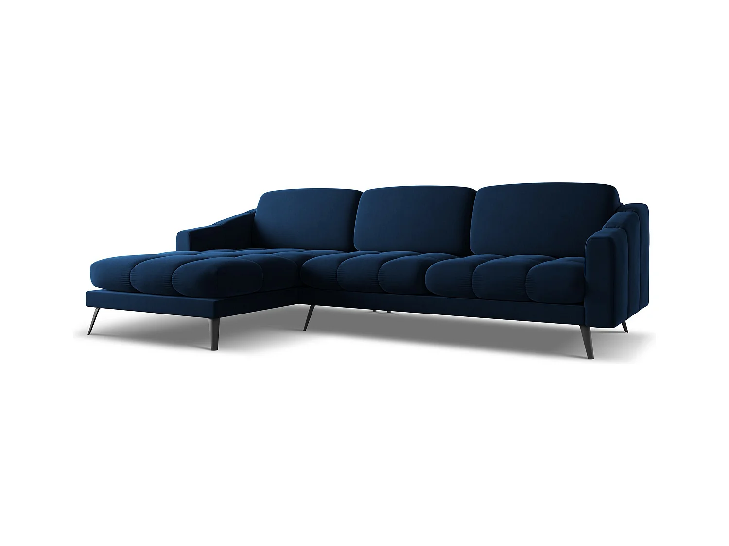 Canapé d'angle gauche en velours - bleu royal - NALU