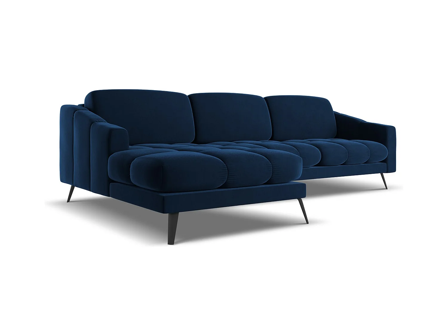 Canapé d'angle gauche en velours - bleu royal - NALU