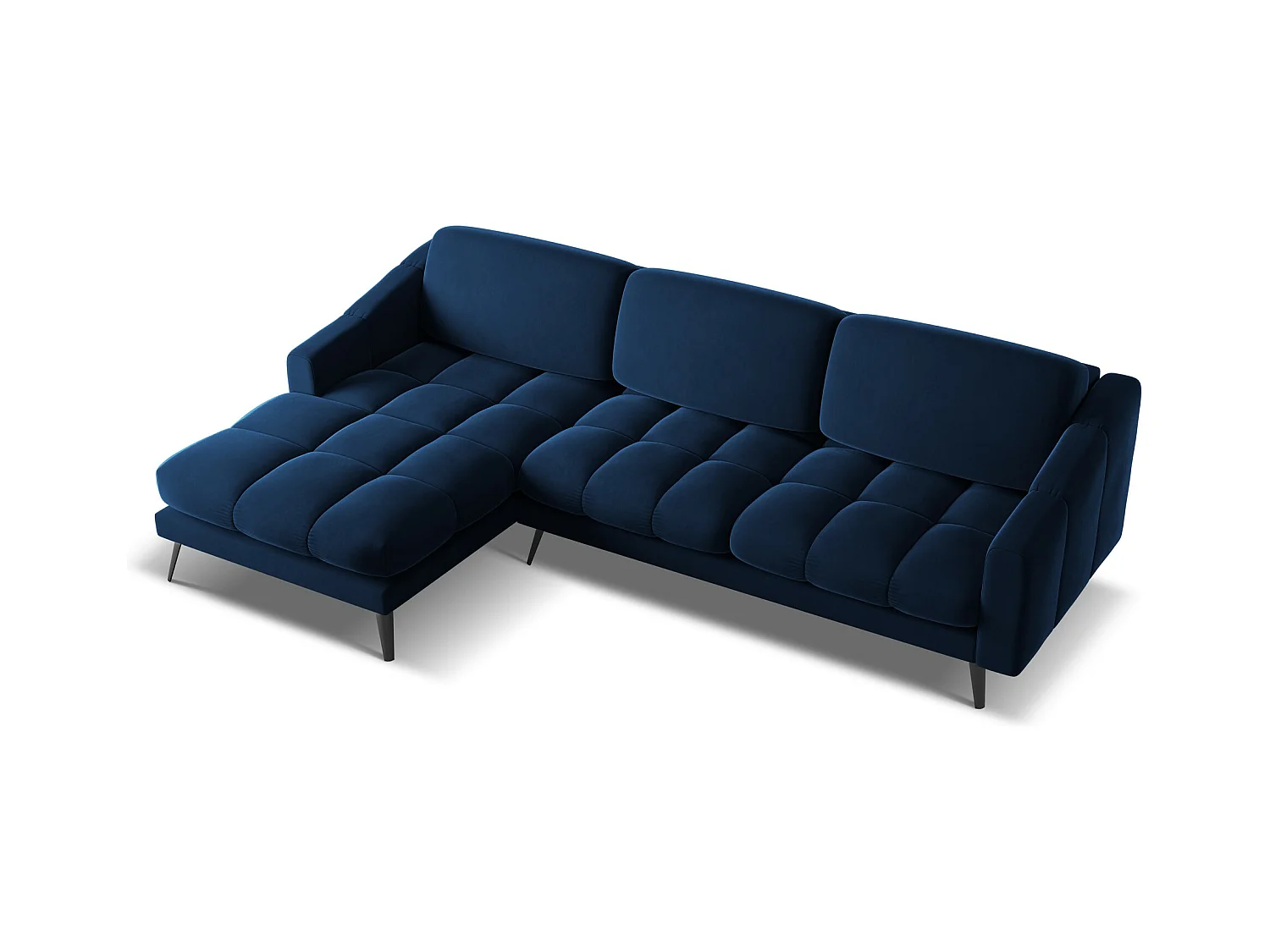 Canapé d'angle gauche en velours - bleu royal - NALU