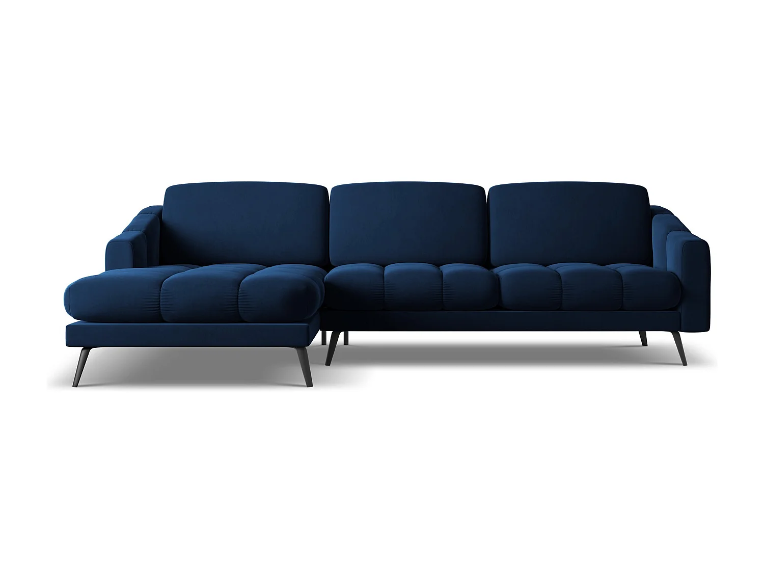Canapé d'angle gauche en velours - bleu royal - NALU