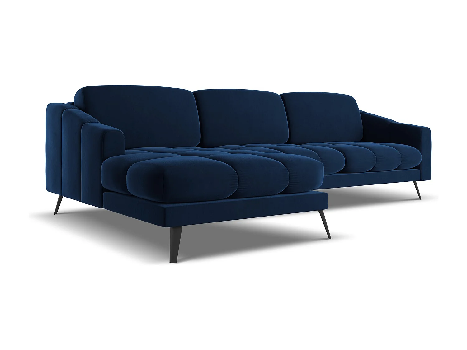 Canapé d'angle gauche en velours - bleu royal - NALU