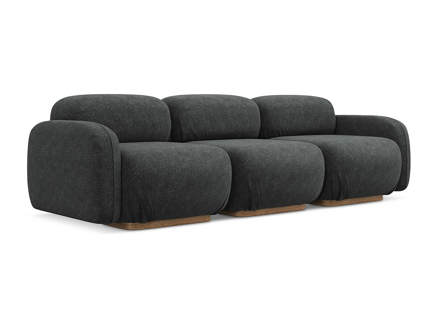 Canapé Modulable 3 Places En Chenille Gris - Sans Assemblage, Mousse Compressée - Avec Coussins Tête Réglables Et Structure Fer
