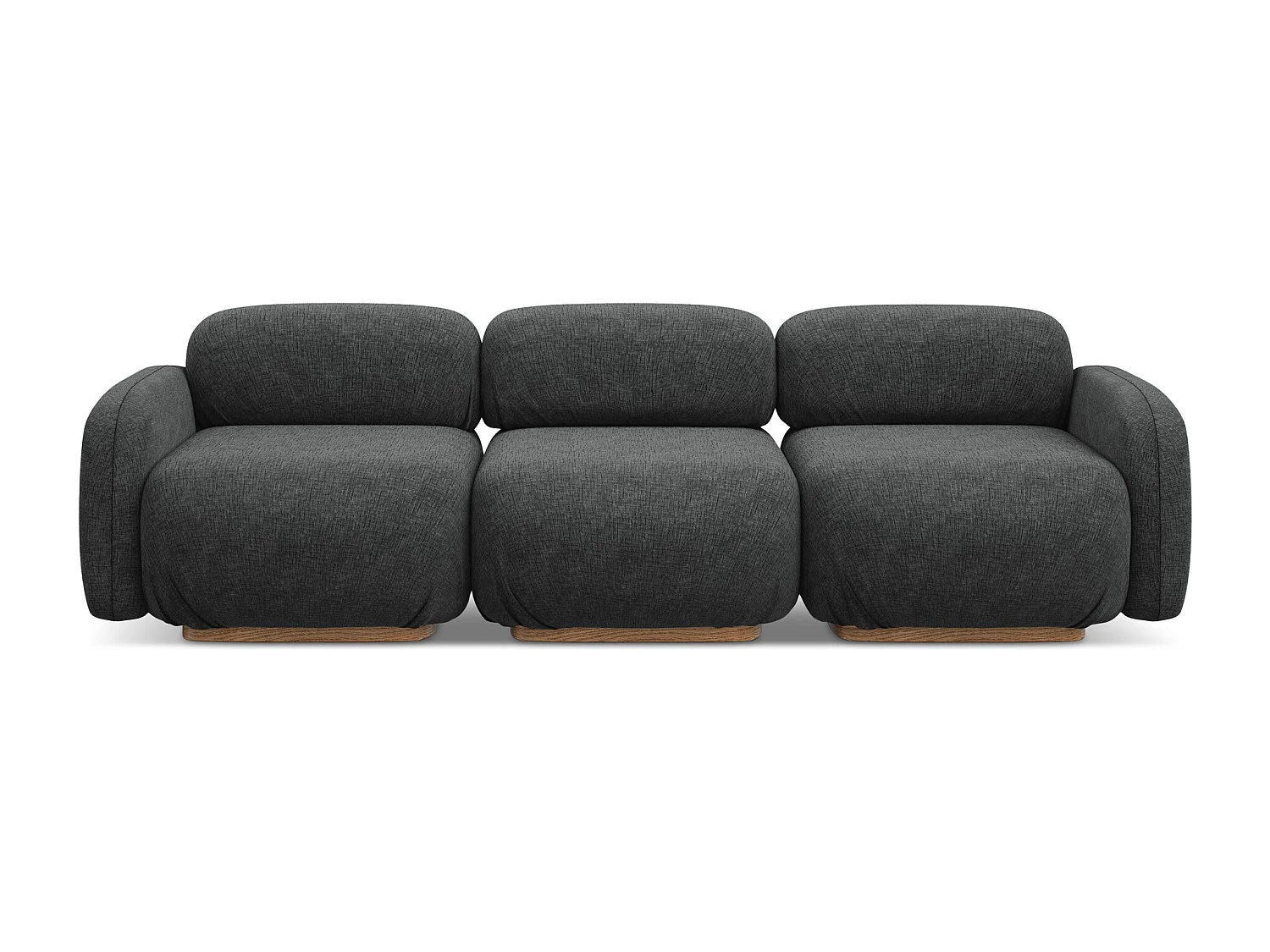 Canapé modulable 4 places en tissu chenille - acier - AILANI