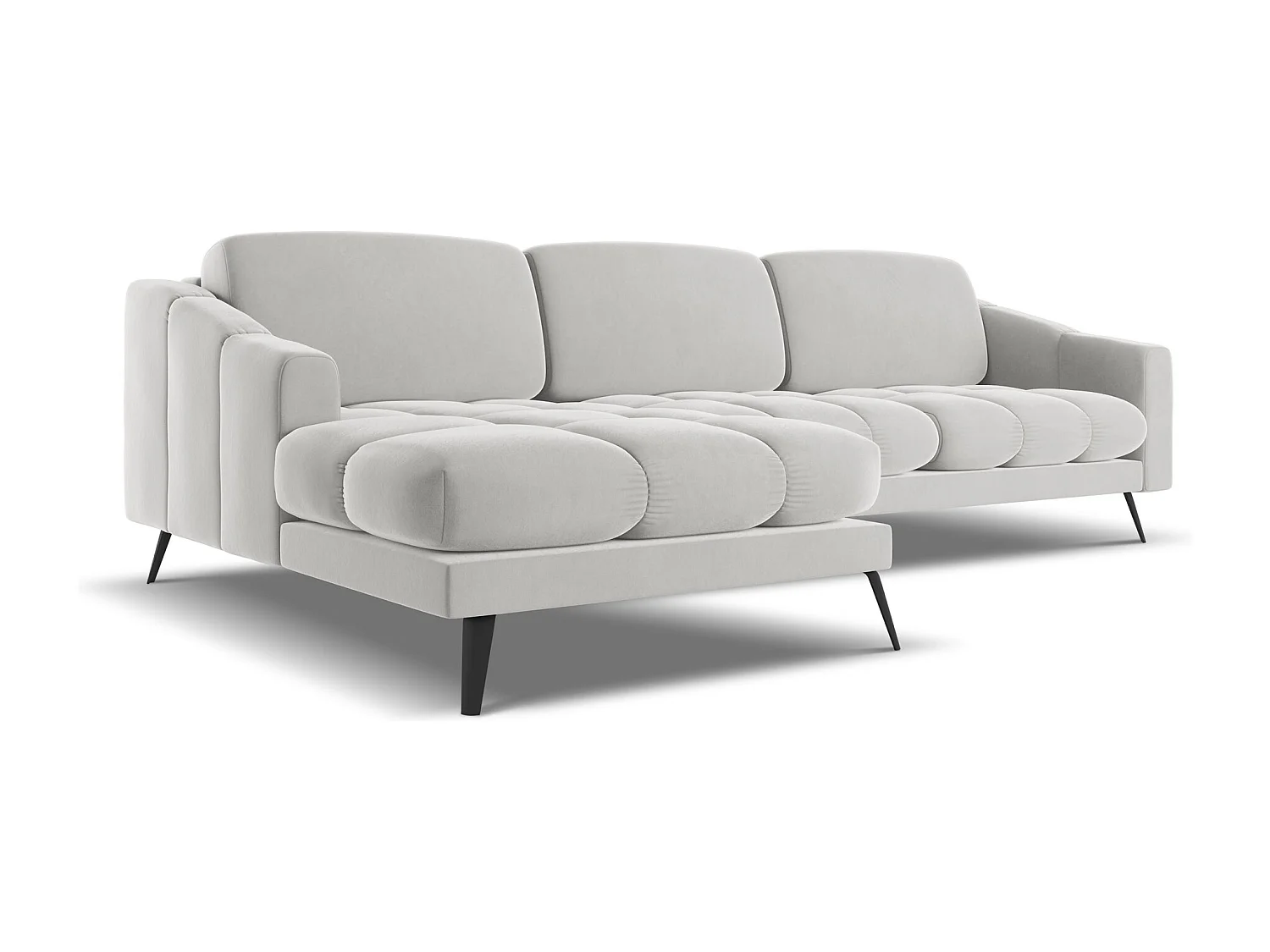 Canapé d'angle gauche en velours - argent - NALU