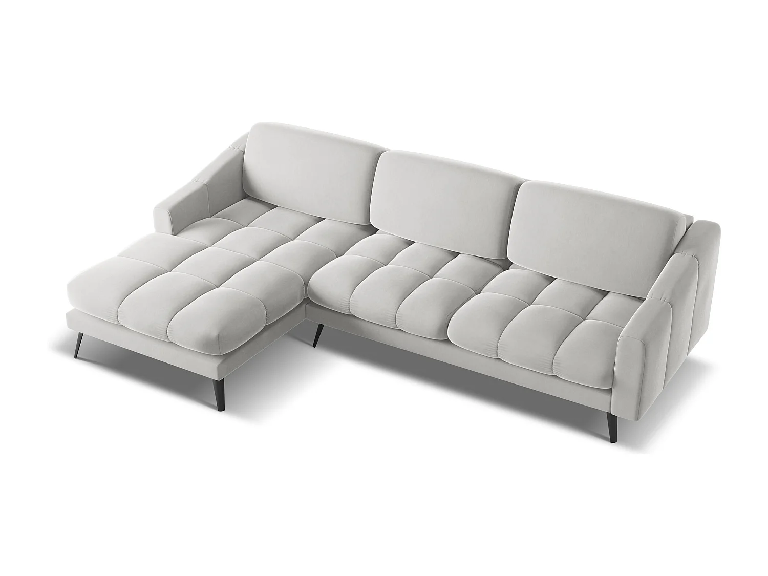 Canapé d'angle gauche en velours - argent - NALU