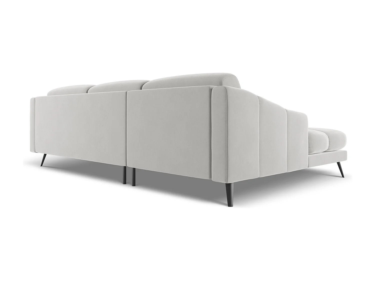 Canapé d'angle gauche en velours - argent - NALU