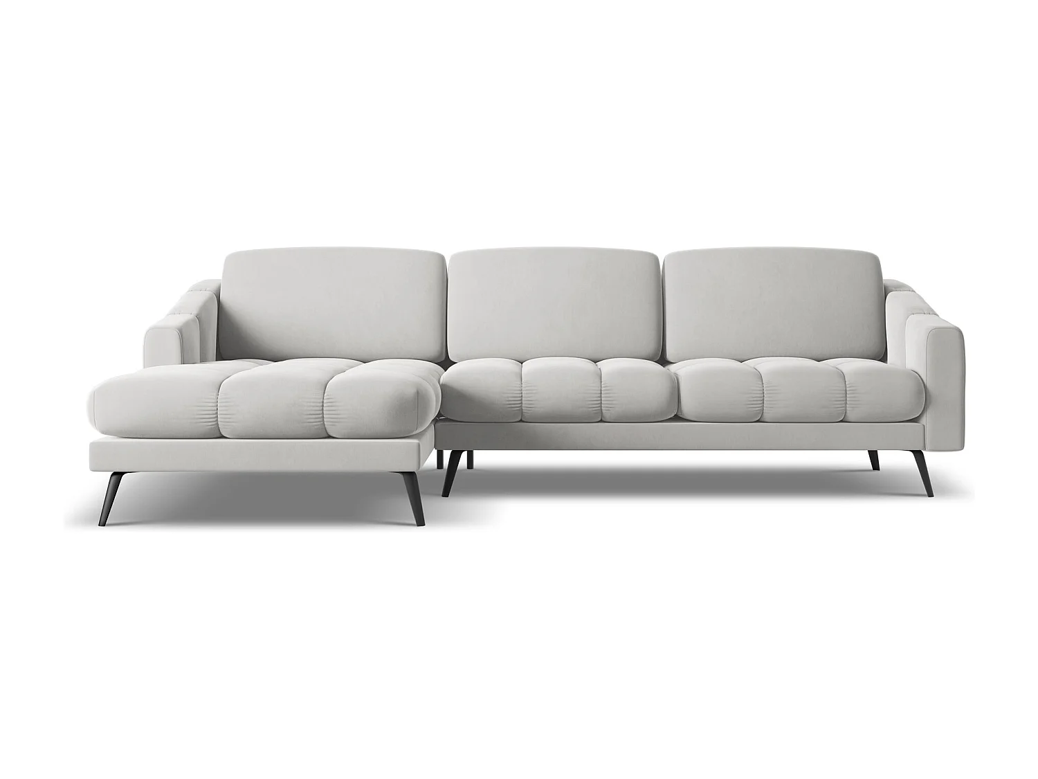 Canapé d'angle gauche en velours - argent - NALU