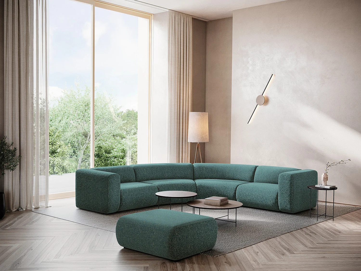 Modulaire hoekbank van marien textuurstof - EKAHI