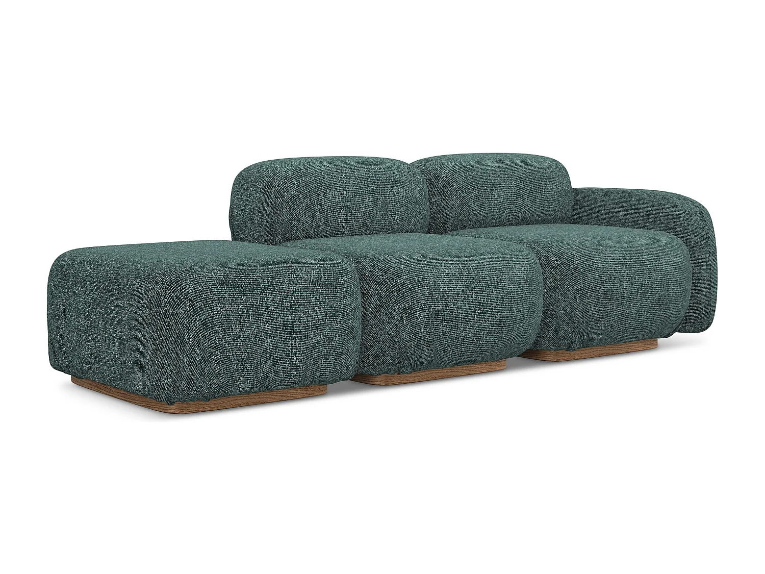 3-osobowa kanapa modułowa lewa - z tkaniny strukturalnej - jeans - AILANI