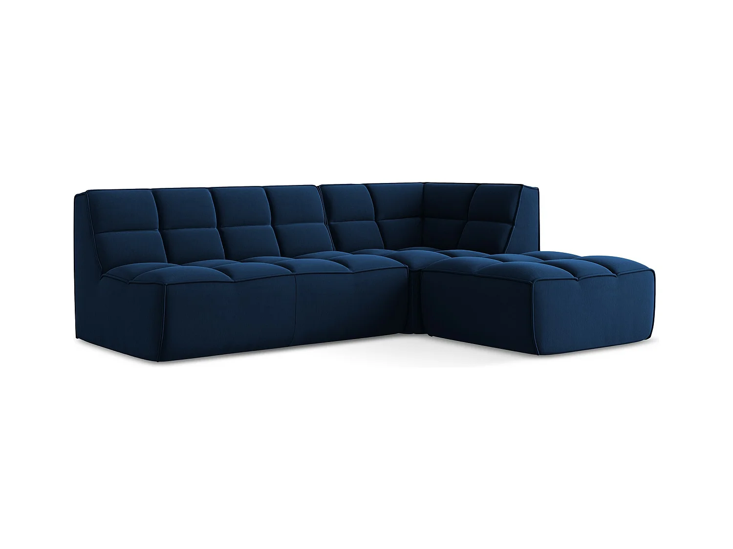 4-Sitzer Modulares Ecksofa - Ecke Rechts - Samt - Königsblau - KALAI
