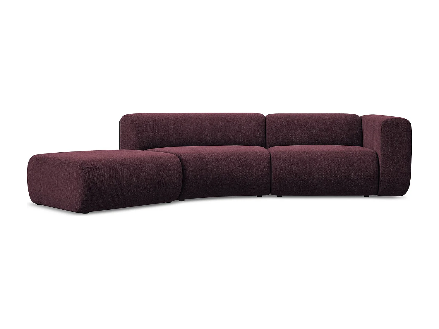 Vierzits modulaire bank links van bordeaux chenille stof - EKAHI