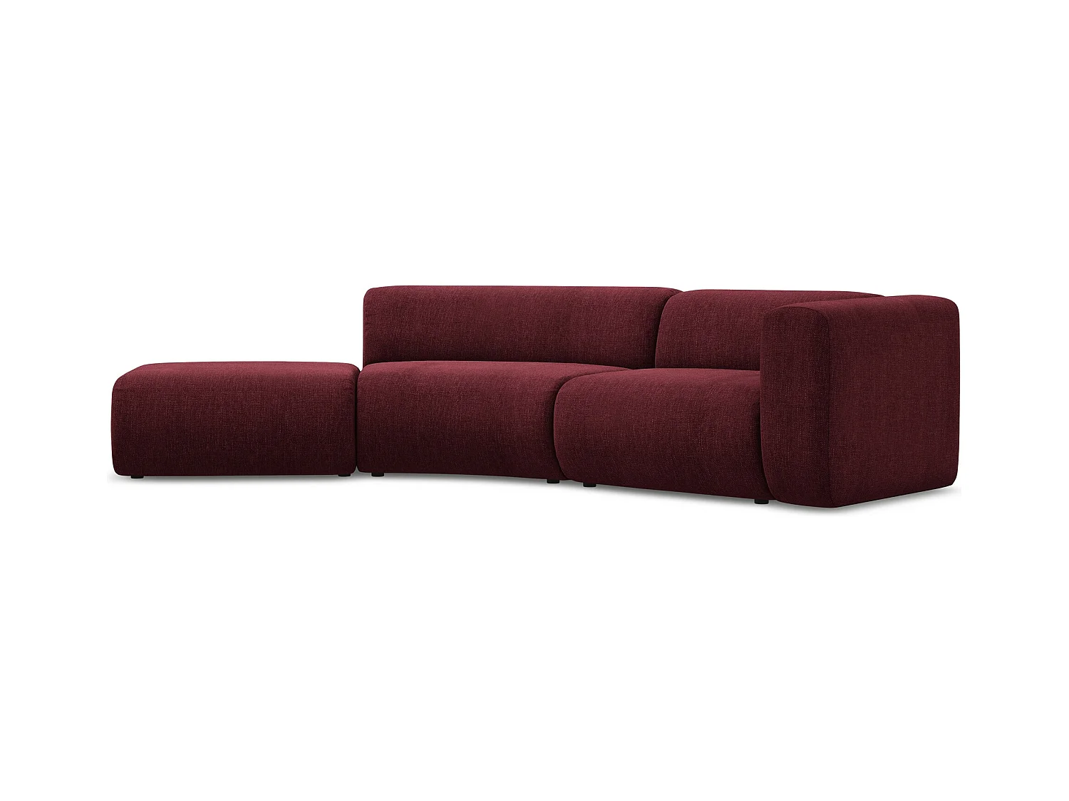 Canapé modulable 4 places gauche en tissu chenille - bordeaux - EKAHI