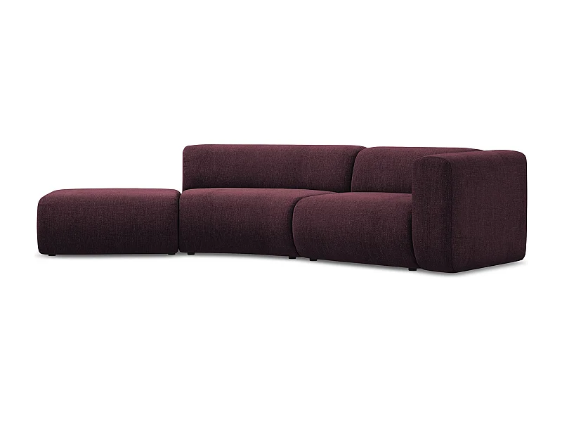 Vierzits modulaire bank links van bordeaux chenille stof - EKAHI