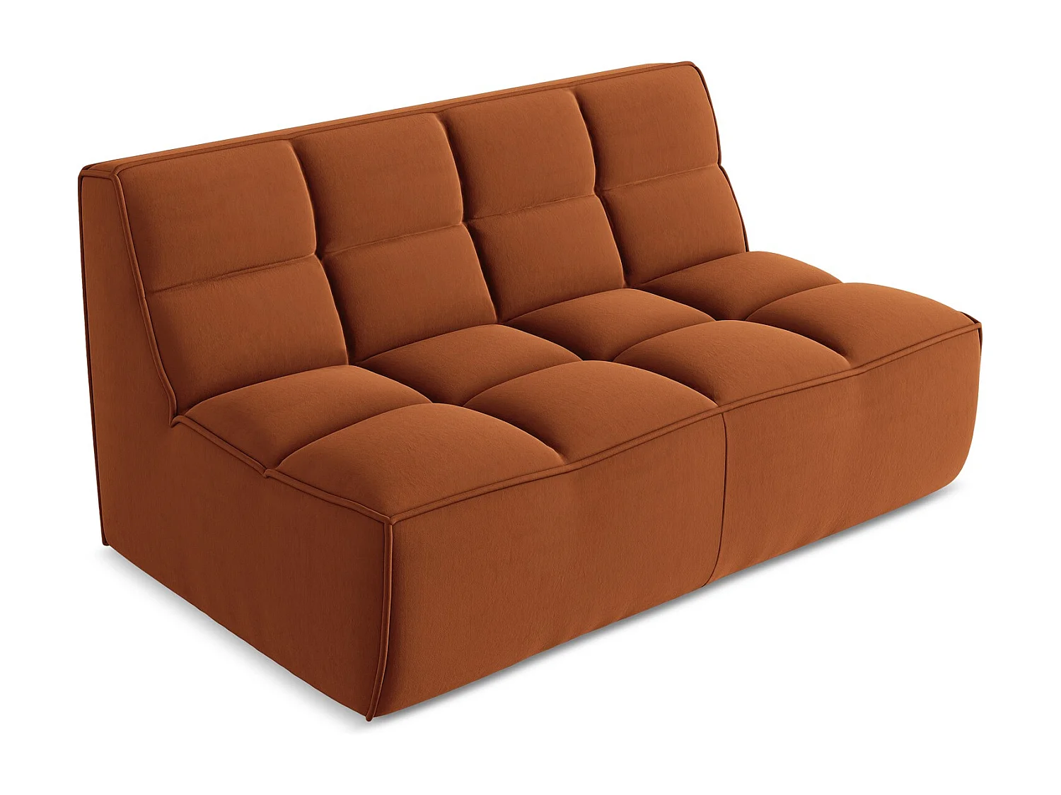 Modułowa sofa 2-osobowa - z tkaniny welwetowej - terakota - KALAI