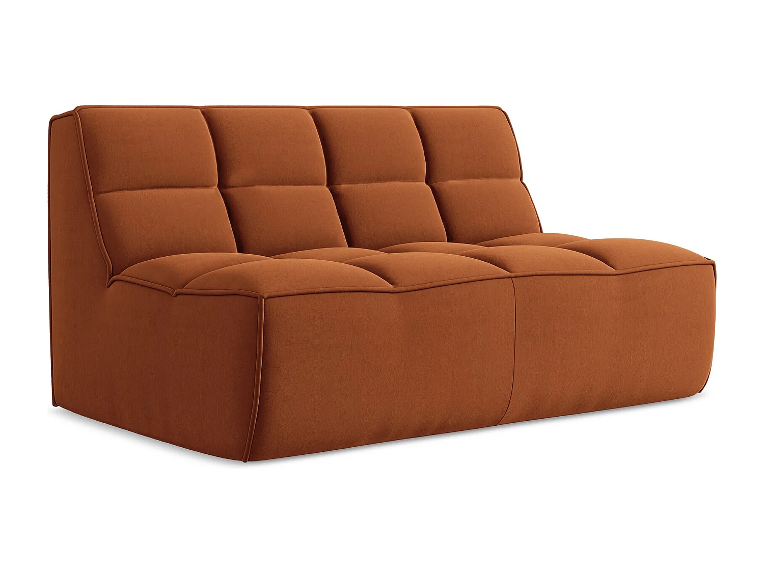 Modułowa sofa 2-osobowa - z tkaniny welwetowej - terakota - KALAI