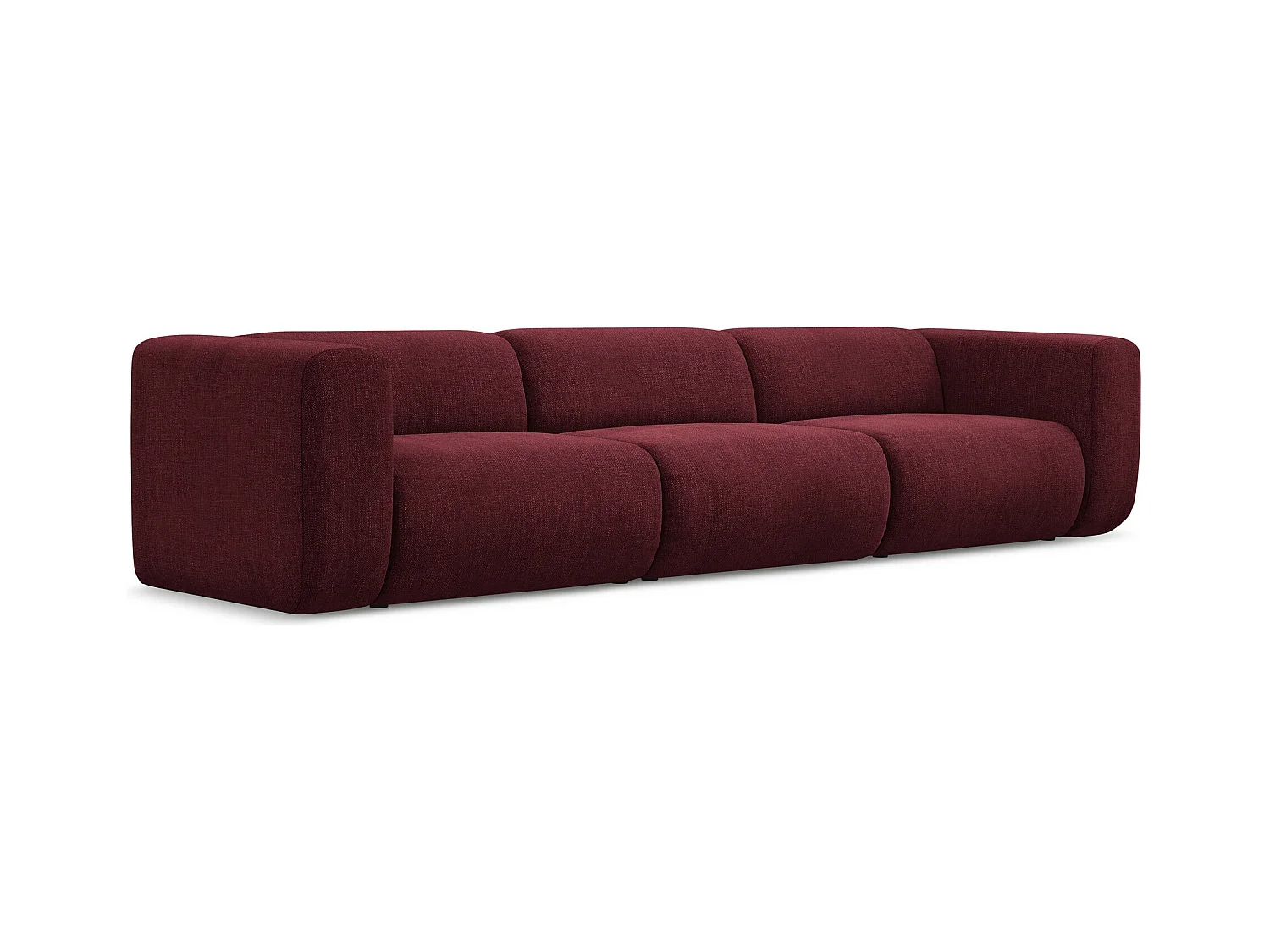 Canapé modulable 4 places en tissu chenille - bordeaux - EKAHI