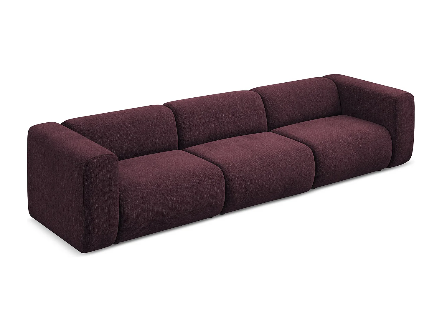 Vierzits modulaire bank van bordeaux chenille stof - EKAHI