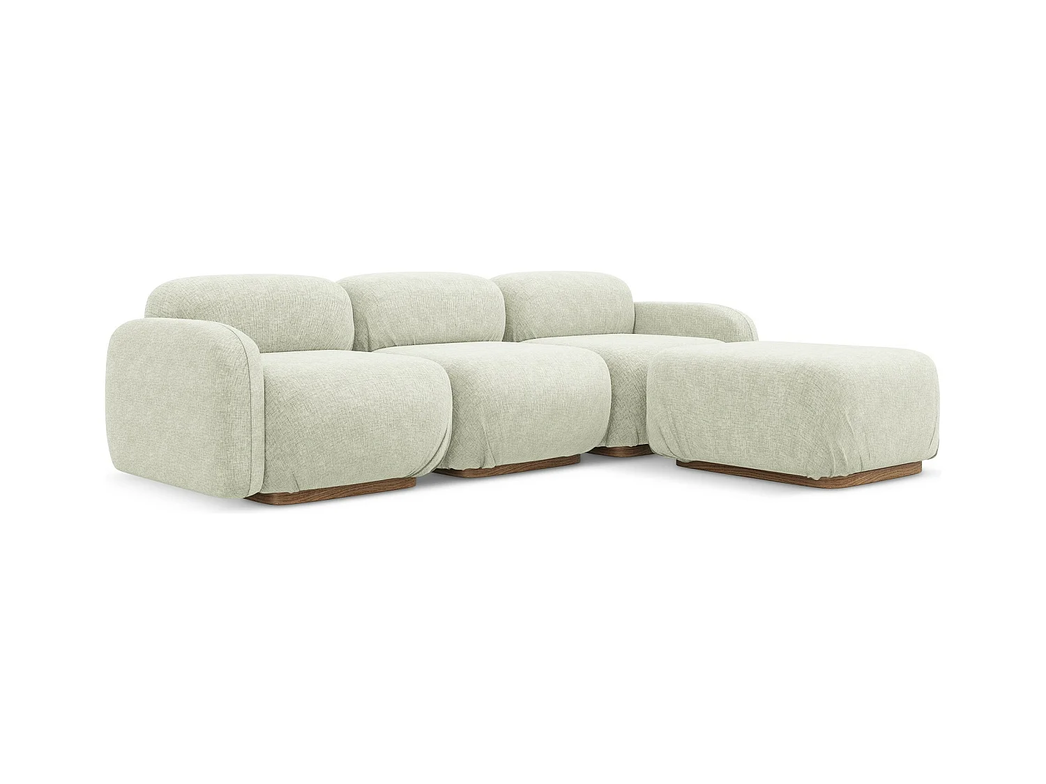 Modulares Ecksofa Beidseitig - - Chenille - Weiß - AILANI