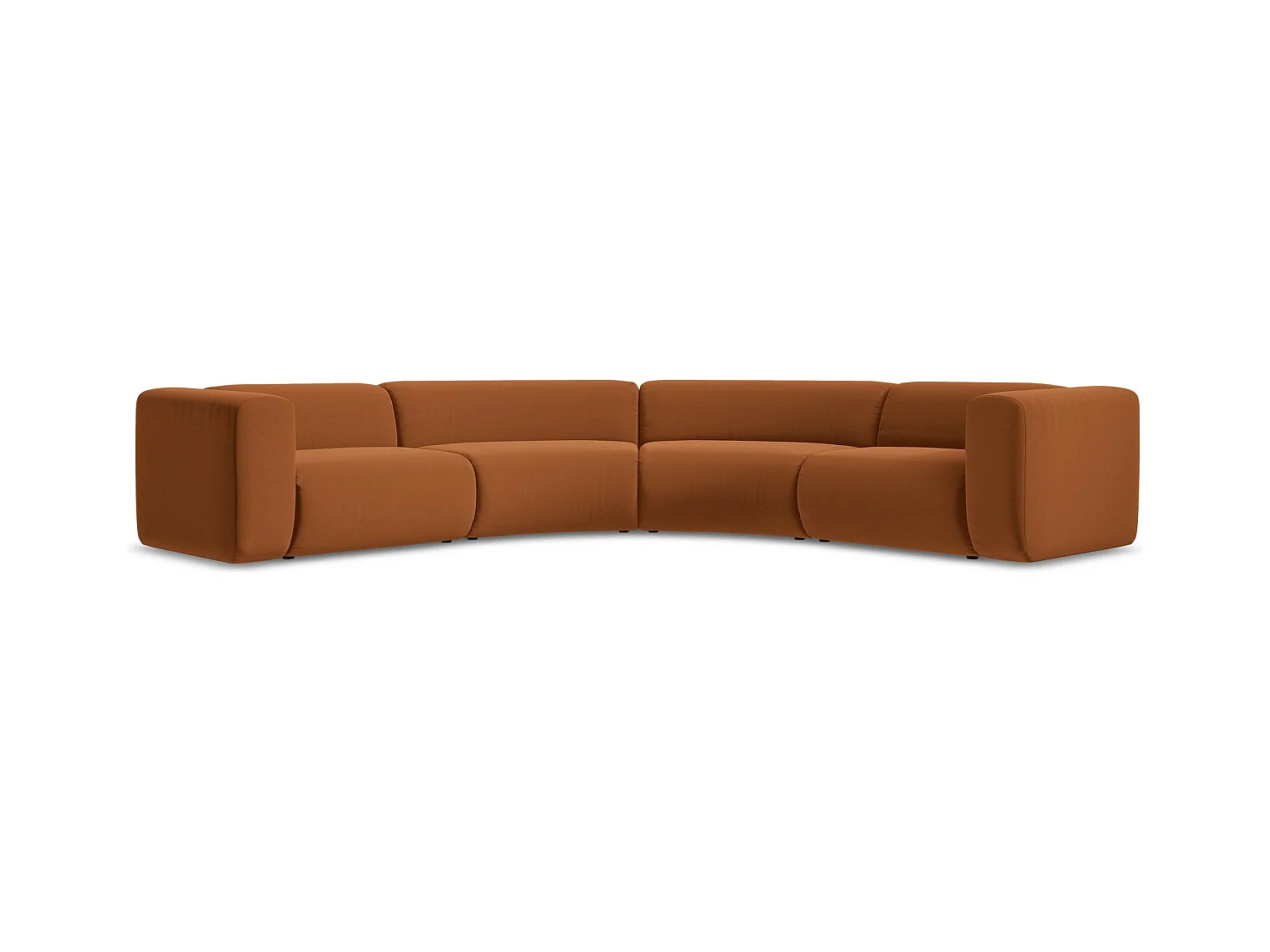 Modulares Ecksofa - - Samt - Terrakotta - EKAHI
