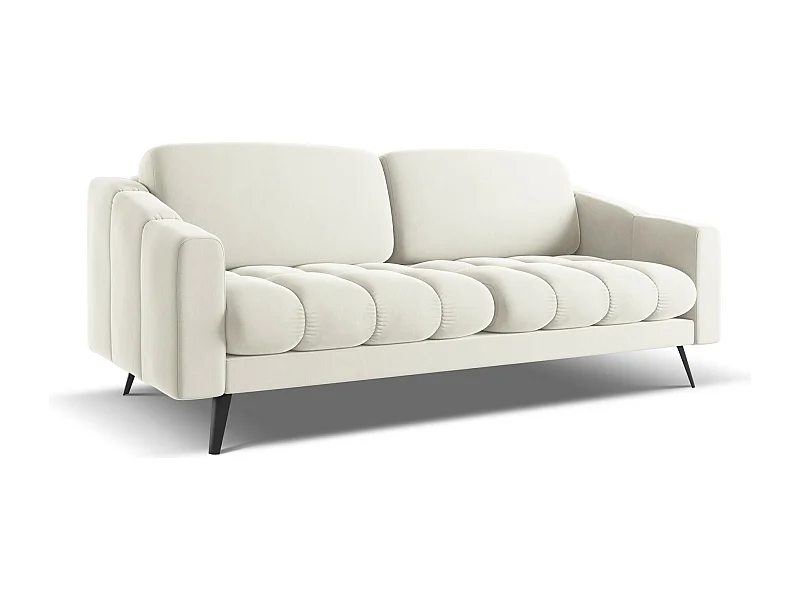 3-Sitzer Sofa - - Samt - Hell beige - NALU