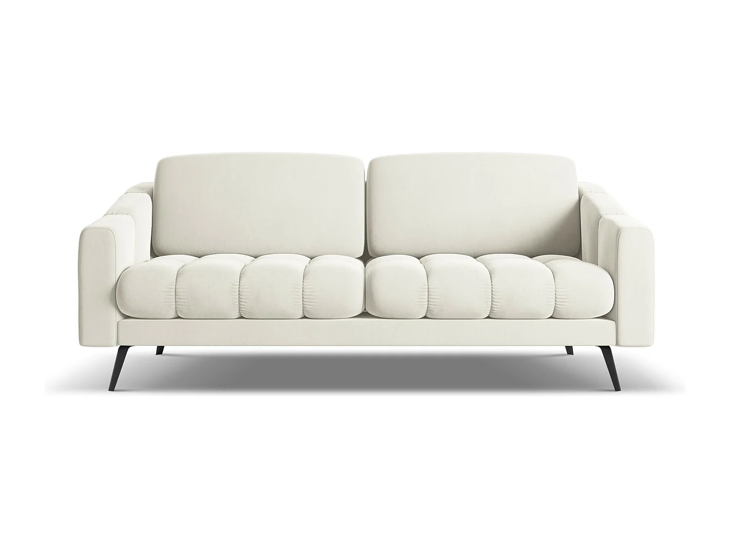 3-Sitzer Sofa - - Samt - Hell beige - NALU
