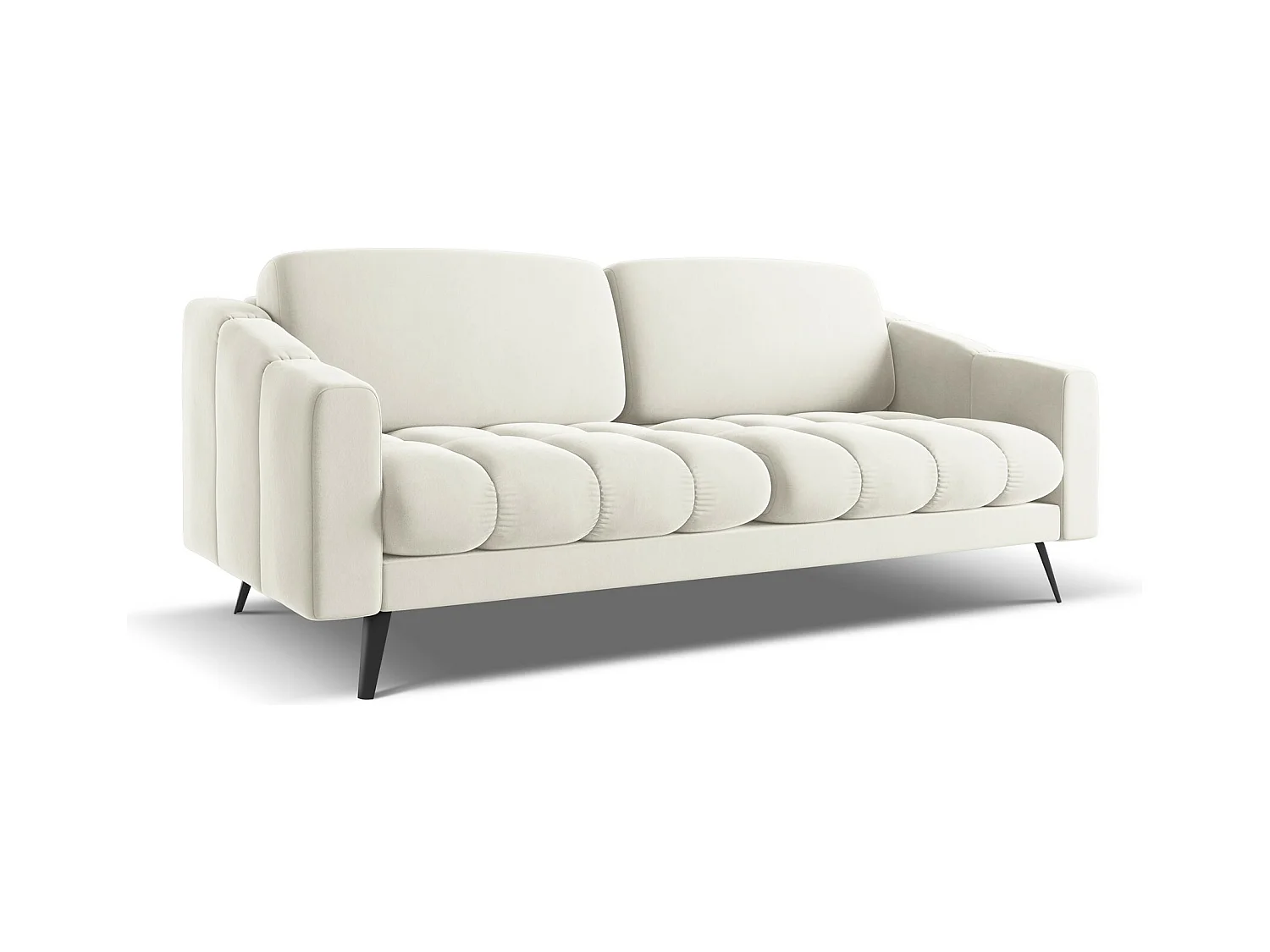 3-Sitzer Sofa - - Samt - Hell beige - NALU