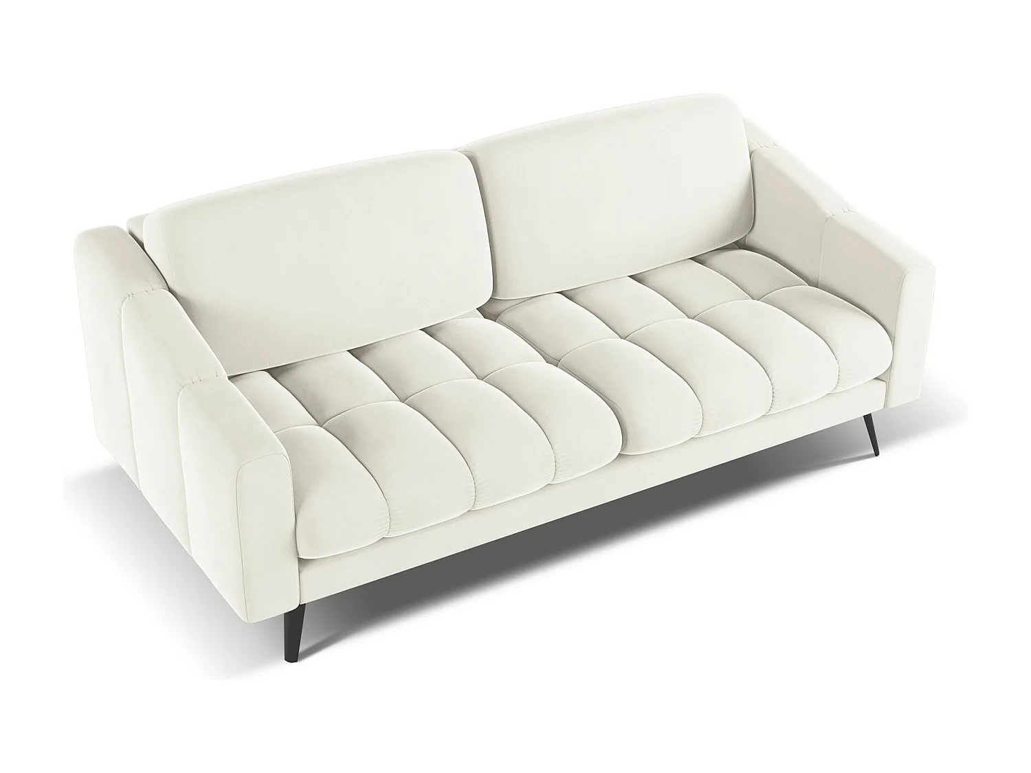 Sofá de 3 lugares em veludo bege claro - NALU