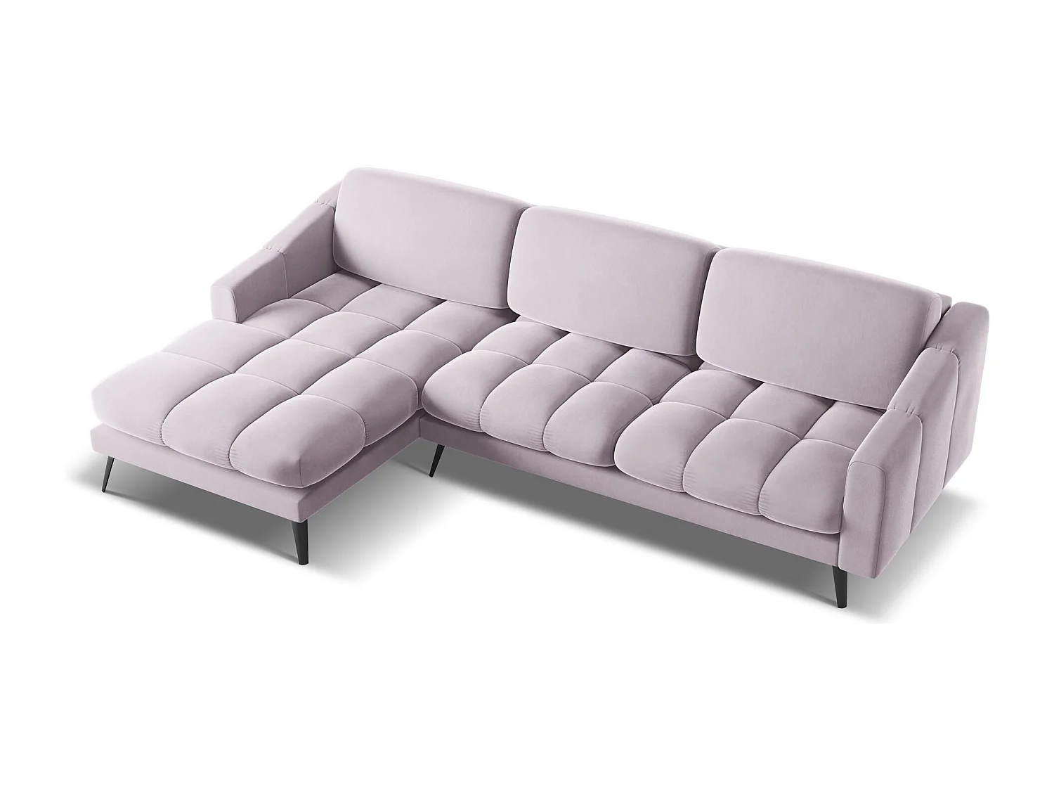 Canapé d'angle gauche en velours - lavande - NALU