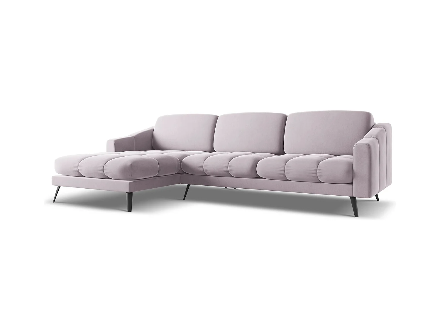 Canapé d'angle gauche en velours - lavande - NALU