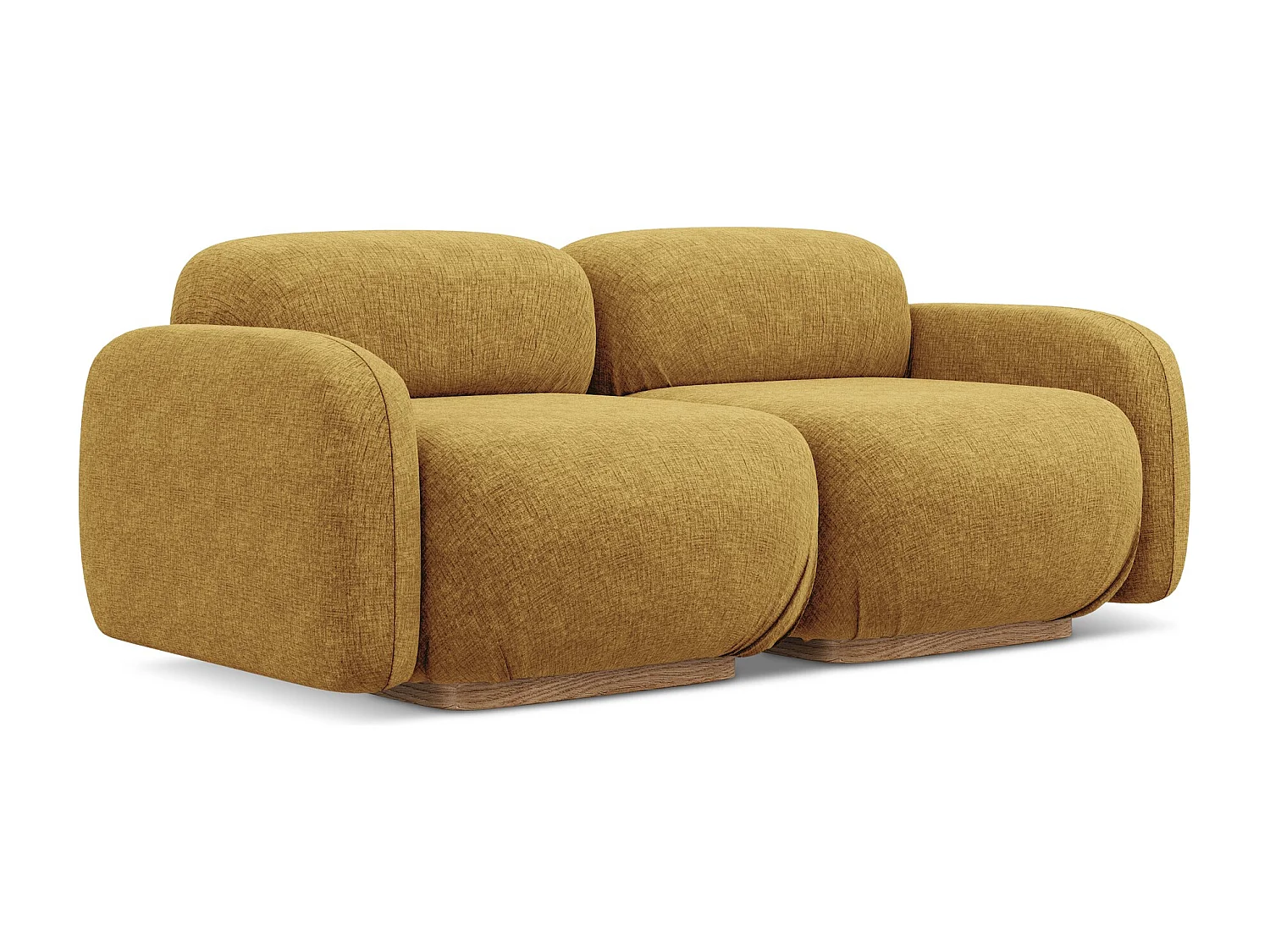 Sofá modular 3 lugares em tecido chenille mostarda - AILANI