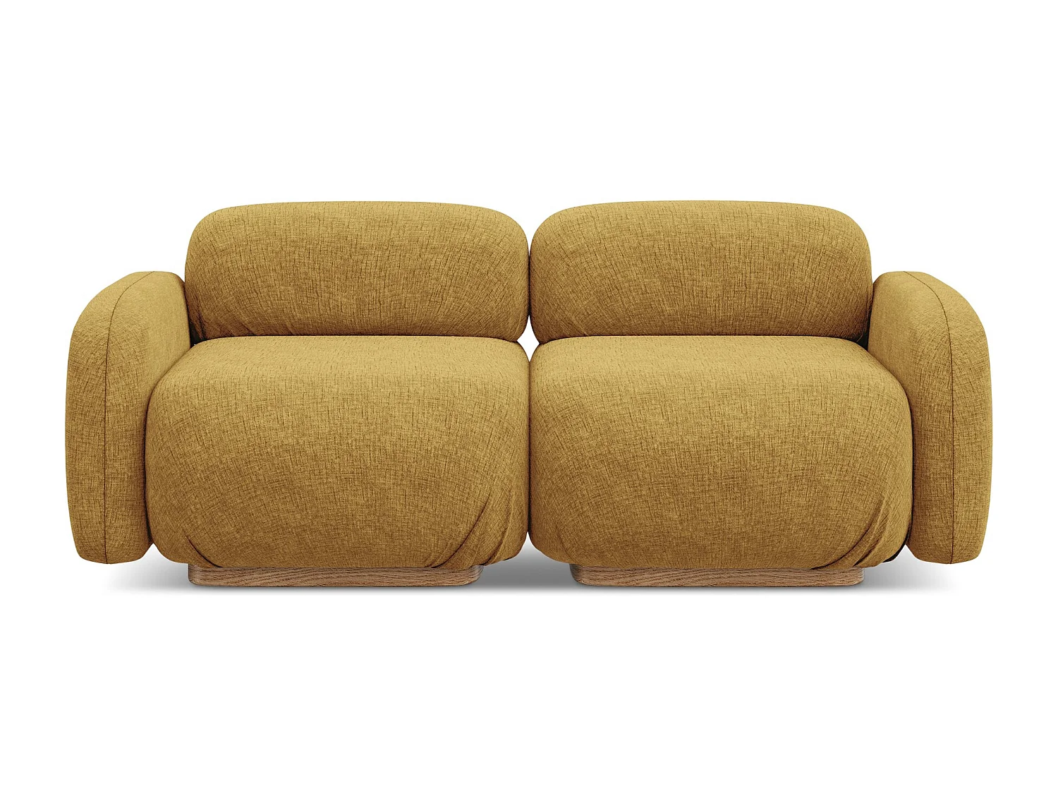 Sofá modular 3 lugares em tecido chenille mostarda - AILANI