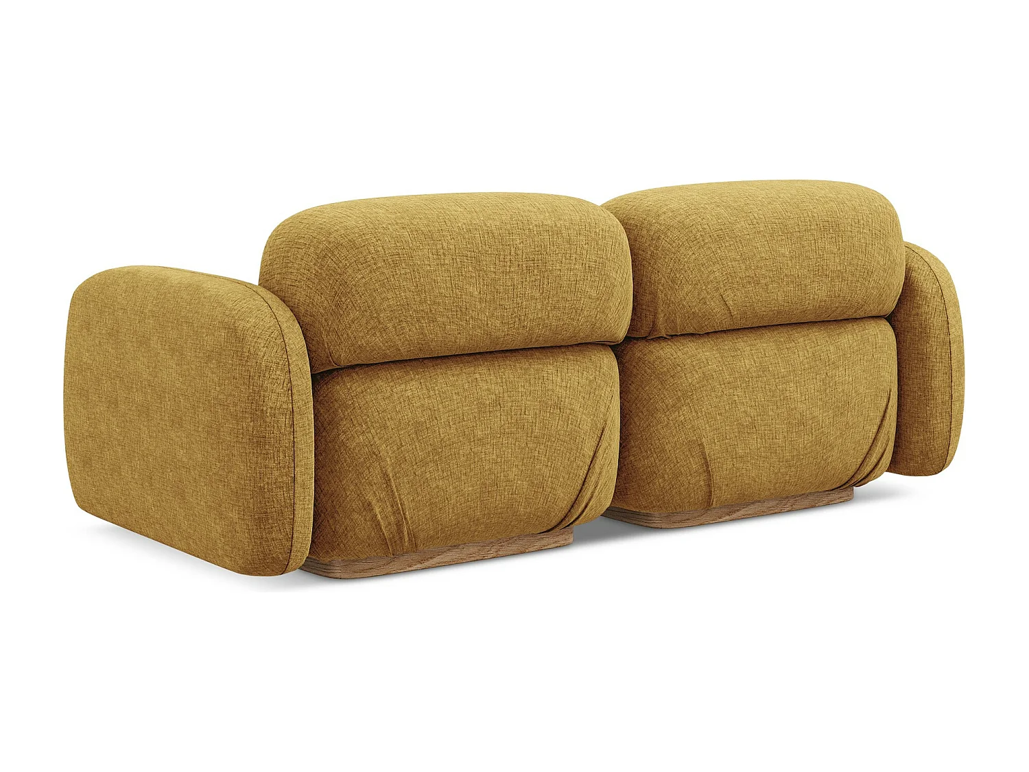 Sofá modular 3 lugares em tecido chenille mostarda - AILANI