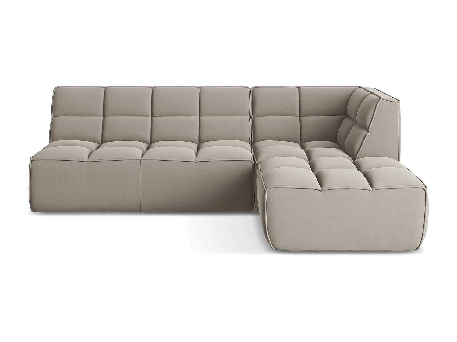 Sofá de canto modular reversível 4 lugares em veludo taupe - KALAI