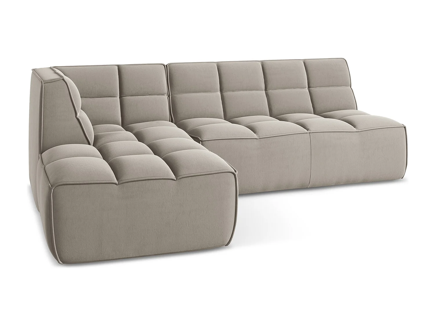 Sofá de canto modular reversível 4 lugares em veludo taupe - KALAI